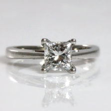 18K White Gold 1.02ct Princess Cut Diamond Ring