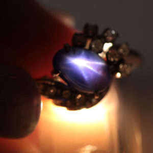 GIA Natural No Heat Star Sapphire Diamond Ring