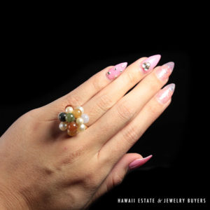 Ming's Hawaii Pearl Jade Cluster Ring