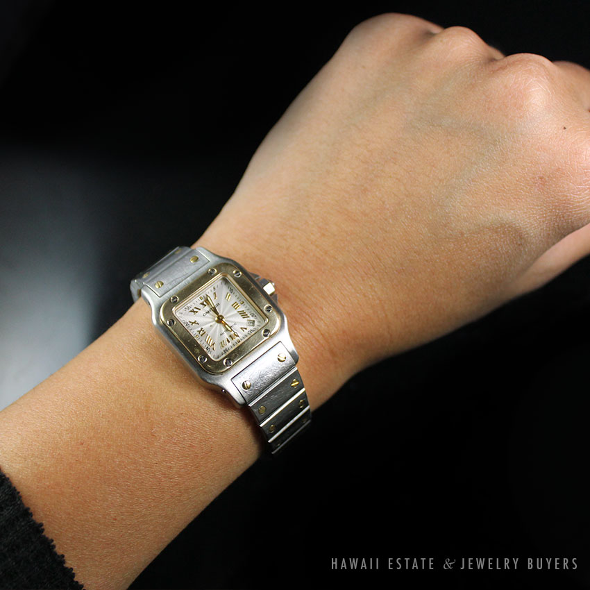 cartier santos ladies on wrist